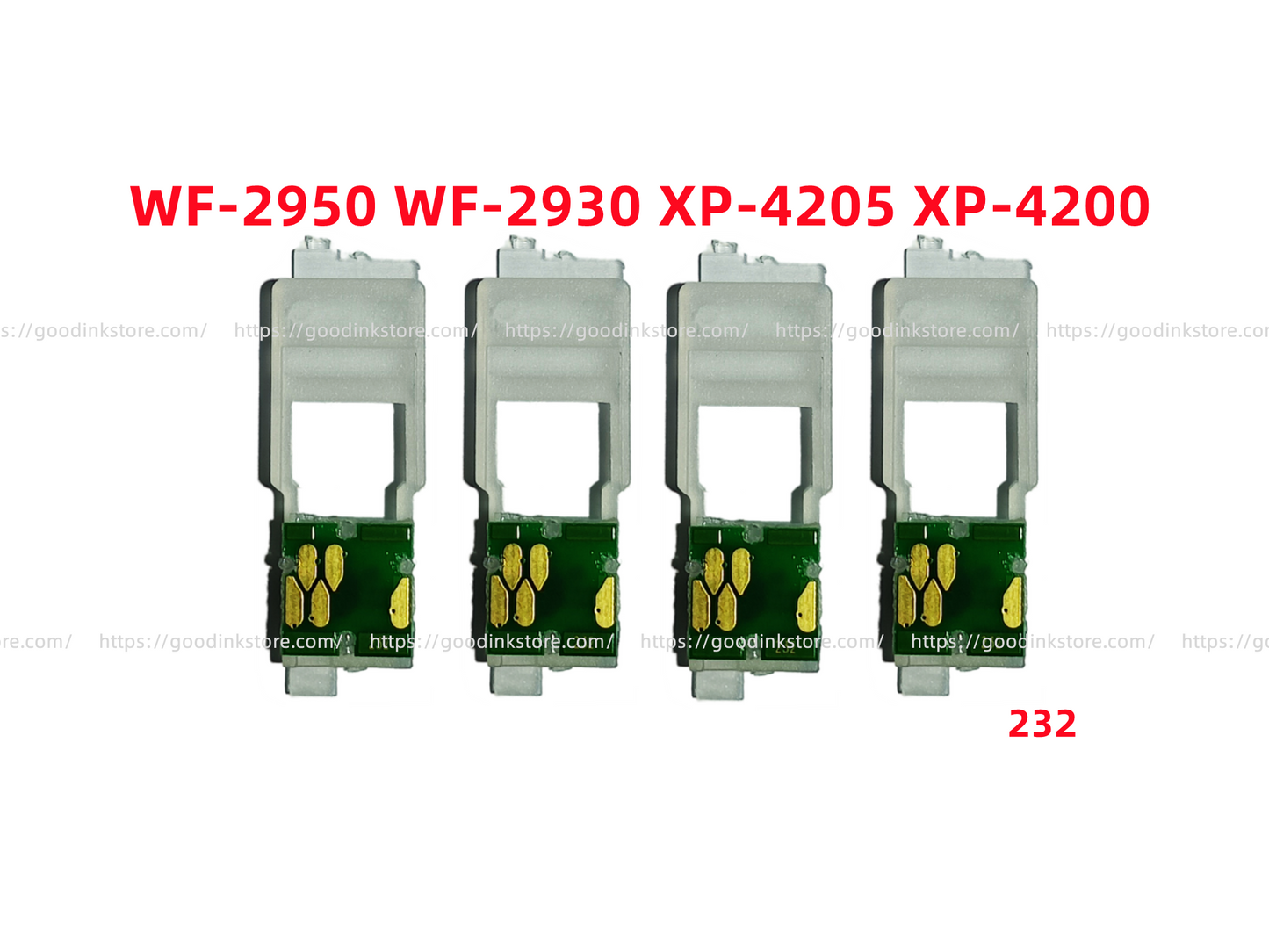 4 X T232 232 XL Single Use Chip for our Refillable Ink Cartridge for Wf 2950 Wf 2930 Xp 42050 Xp4200 printer