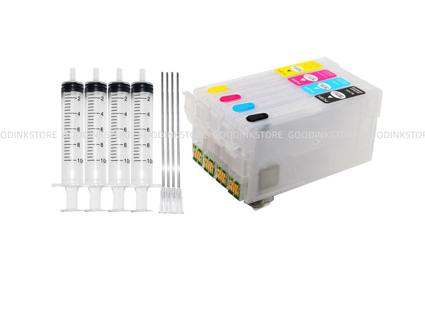 4pk Empty Refillable Ink Cartridge for Workforce pro WF7840 WF7820 WF7310 EC-C7000 wf-7840 wf-7820 T812 812 XL Printer, w/single use chips