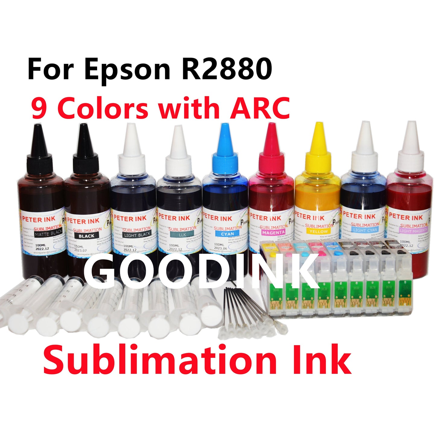 9 Empty Refillable Ink Cartridge kit for Stylus Photo R2880 Printer T096 96 for Dye Pigment Sublimation Ink