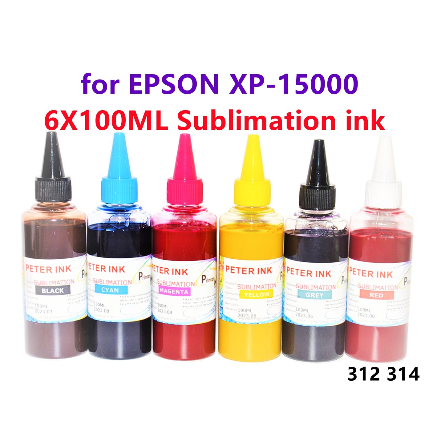 6X100ML Premium Sublimation refill Ink for XP-15000 XP1500 Printer T312 T314 cartridge