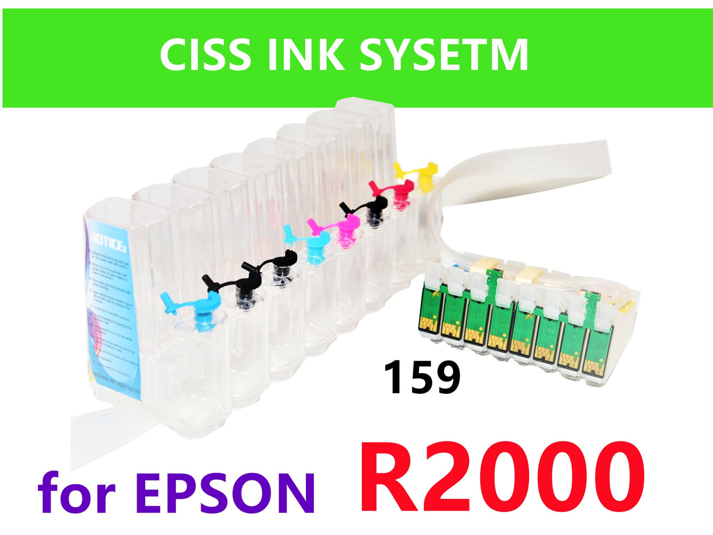 Empty, Dye, Pigment CIS CISS Ink System for Stylus Photo R2000 Printer T159 159 ink cartridge wide format printer