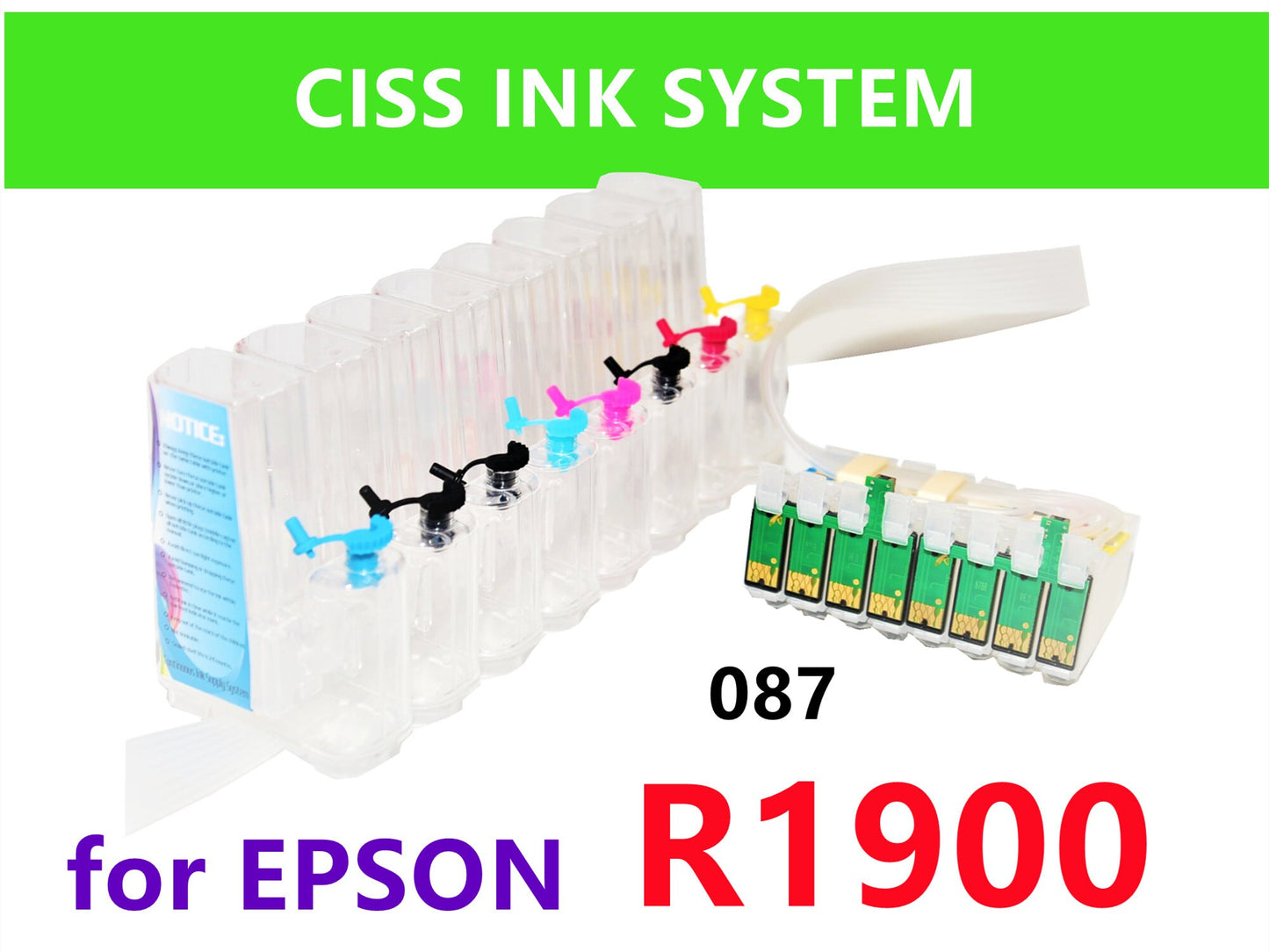 Empty, Dye, Pigment CIS CISS Ink System for Stylus photo R1900 Printer T087 87 ink cartridge wide format printer