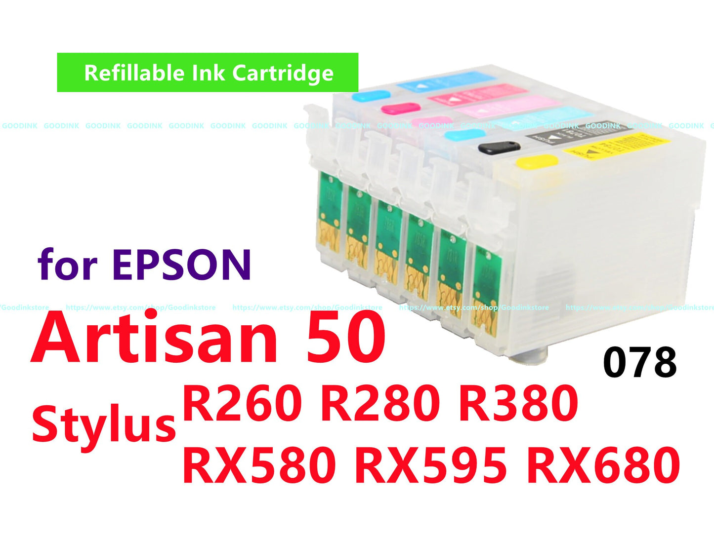 Empty, dye, sublimation, pigment Ink Cartridge for Artisan 50 Stylus R260 R280 R380 RX580 RX595 RX680 Printer T078 78 ink cartridge