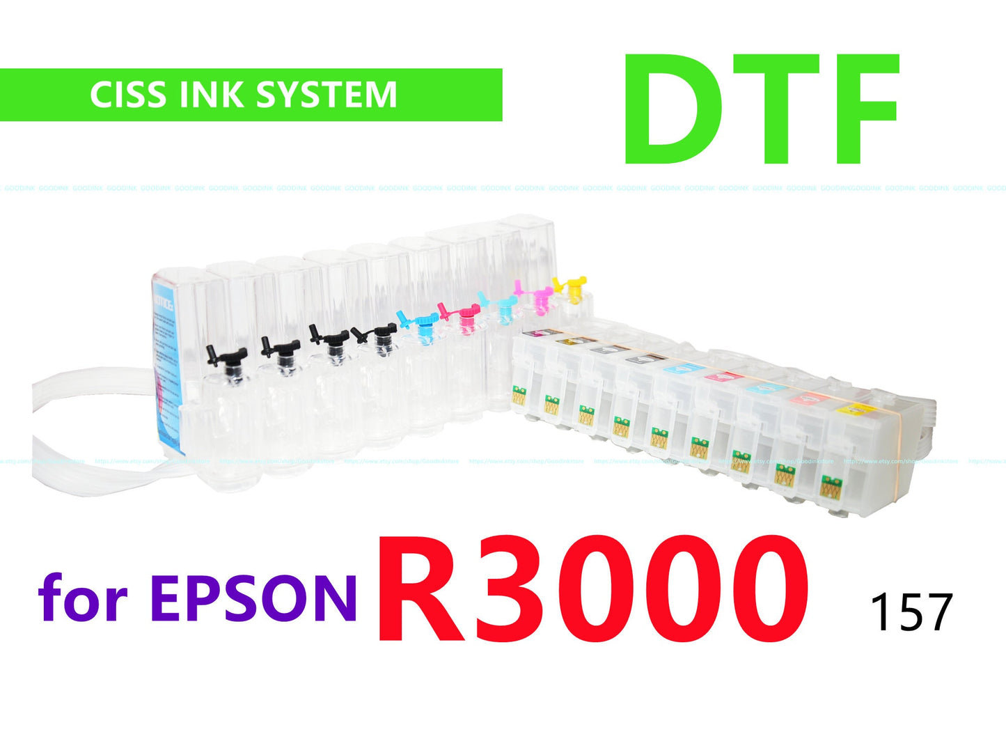 Empty cis CISS Ink System alternative for Stylus Photo R3000 Printer T157 157 with ARC for DTF Printing