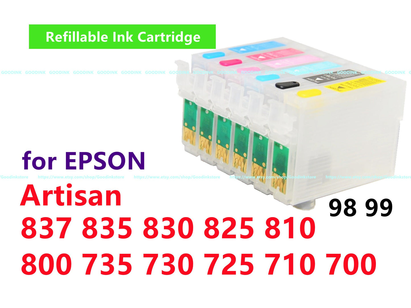 Empty Refillable Ink Cartridge for Artisan 837 835 830 825 810 800 735 730 725 710 700 Printer T098 98 T099 99 ink cartridge