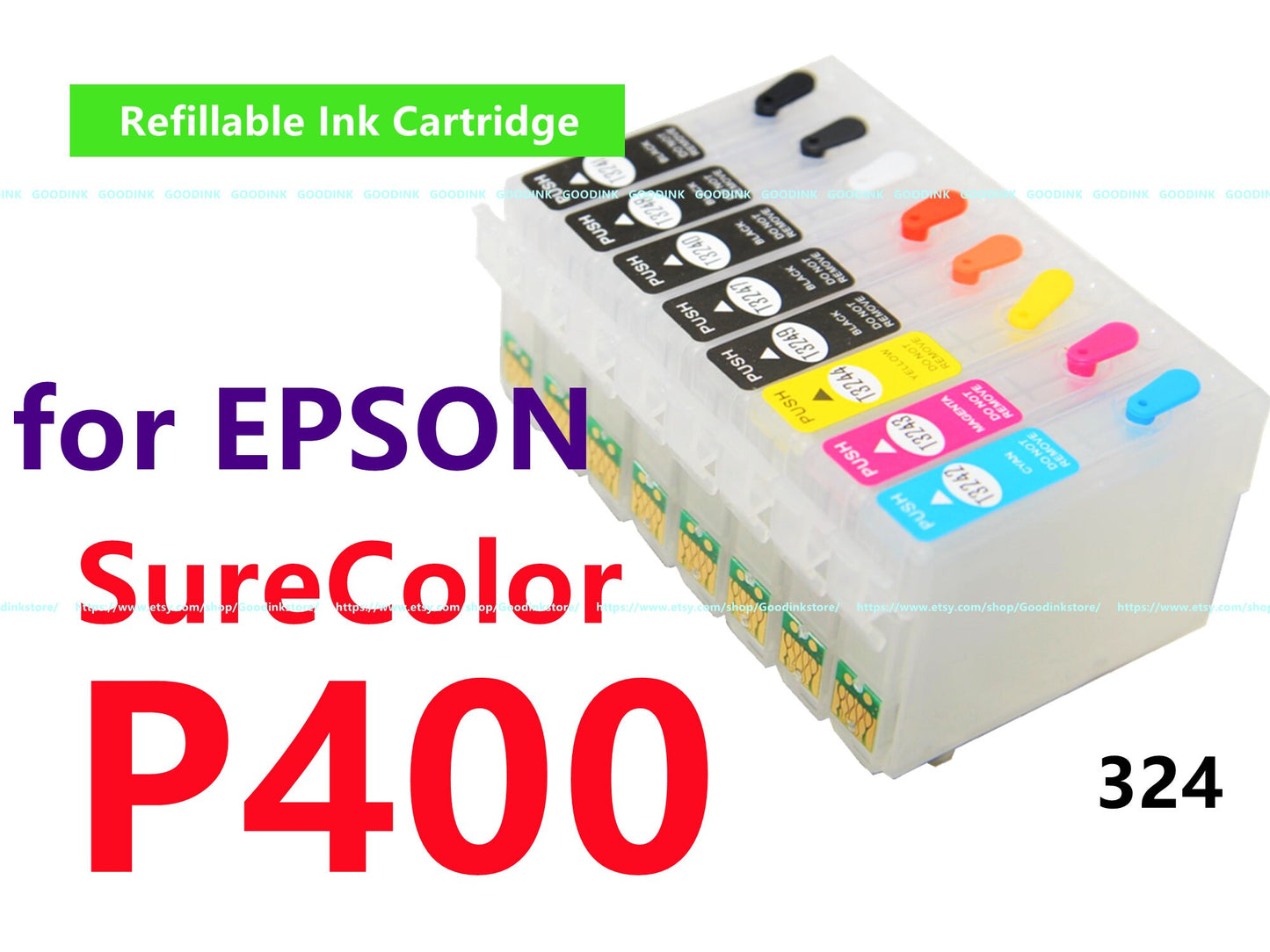 Empty Refillable Ink Cartridge kit for SureColor P400 Printer T324 324 Cartridge with ARC