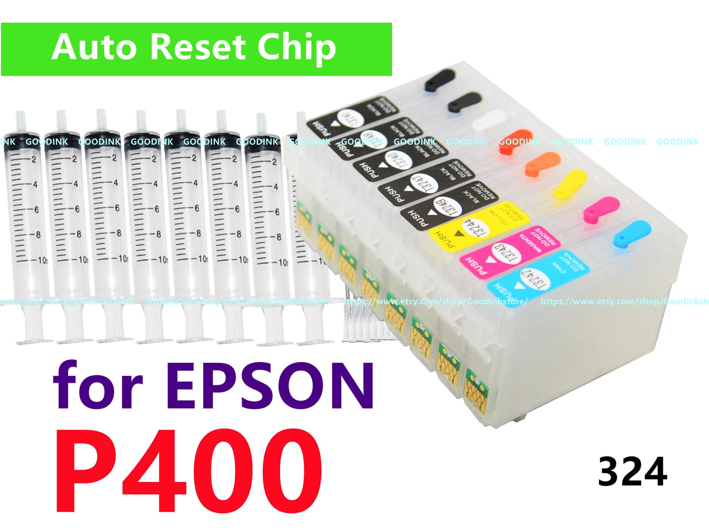 Empty Refillable Ink Cartridge kit for SureColor P400 Printer T324 324 Cartridge with ARC