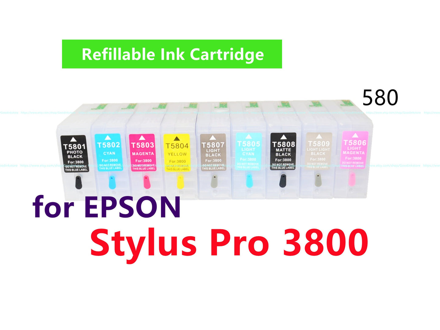 Empty Ink Cartridge kit for stylus pro 3800 3880 Printer T580 580 ink cartridge