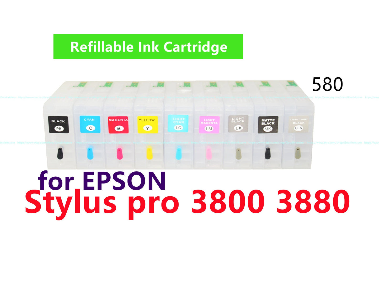 Empty Ink Cartridge kit for stylus pro 3800 3880 Printer T580 580 ink cartridge