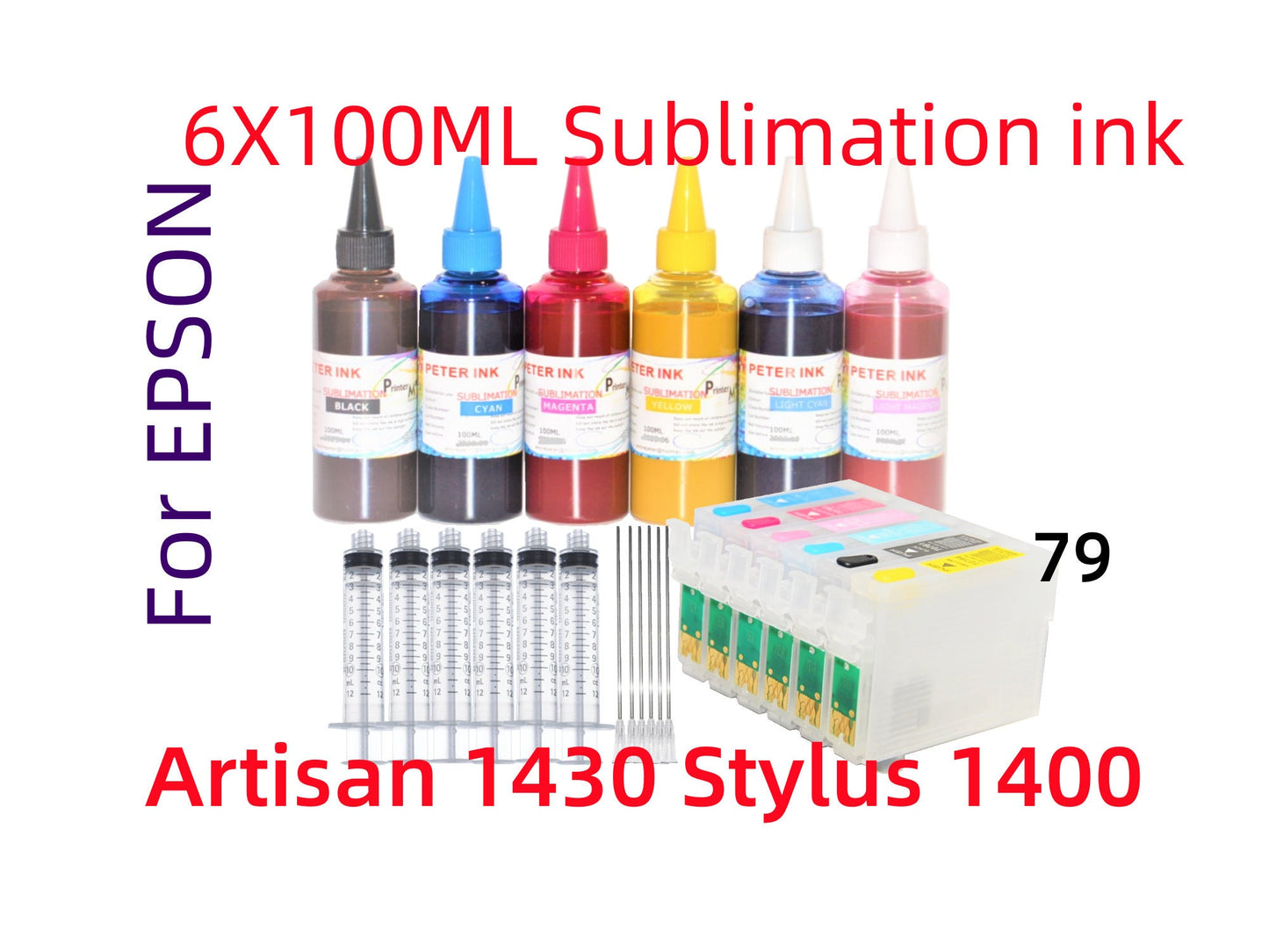 Empty, dye, sublimation, pigment ink Refillable Ink Cartridge for Stylus 1400 1390 Printer T079 79 ink cartridge