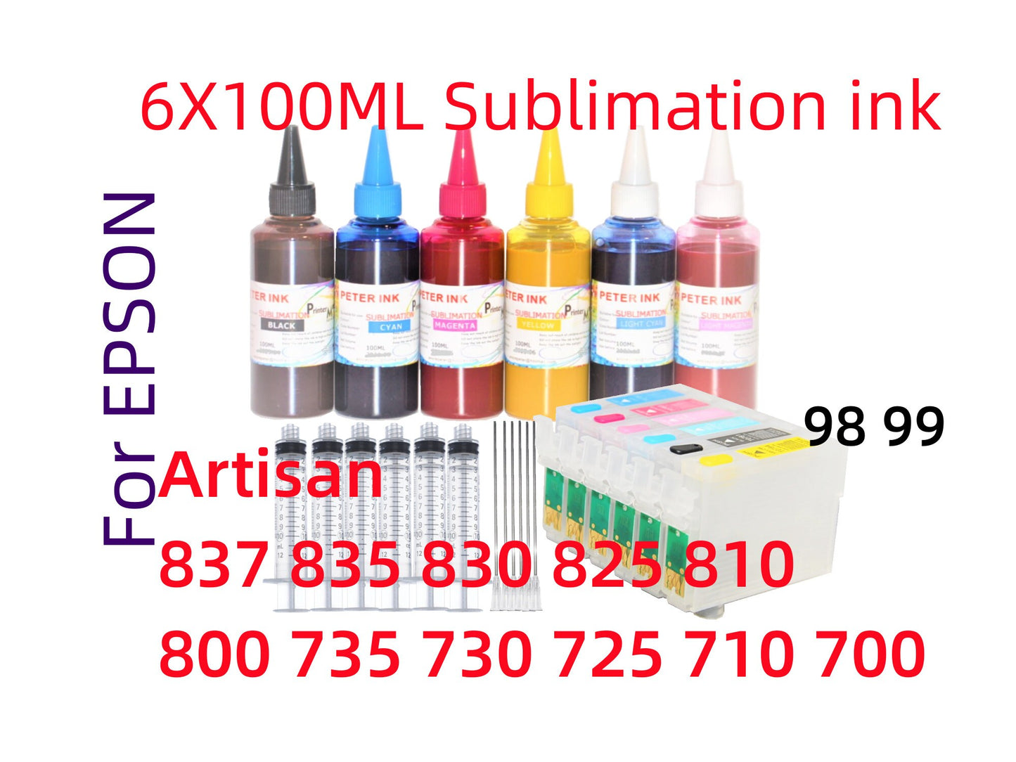 Empty Refillable Ink Cartridge for Artisan 837 835 830 825 810 800 735 730 725 710 700 Printer T098 98 T099 99 ink cartridge