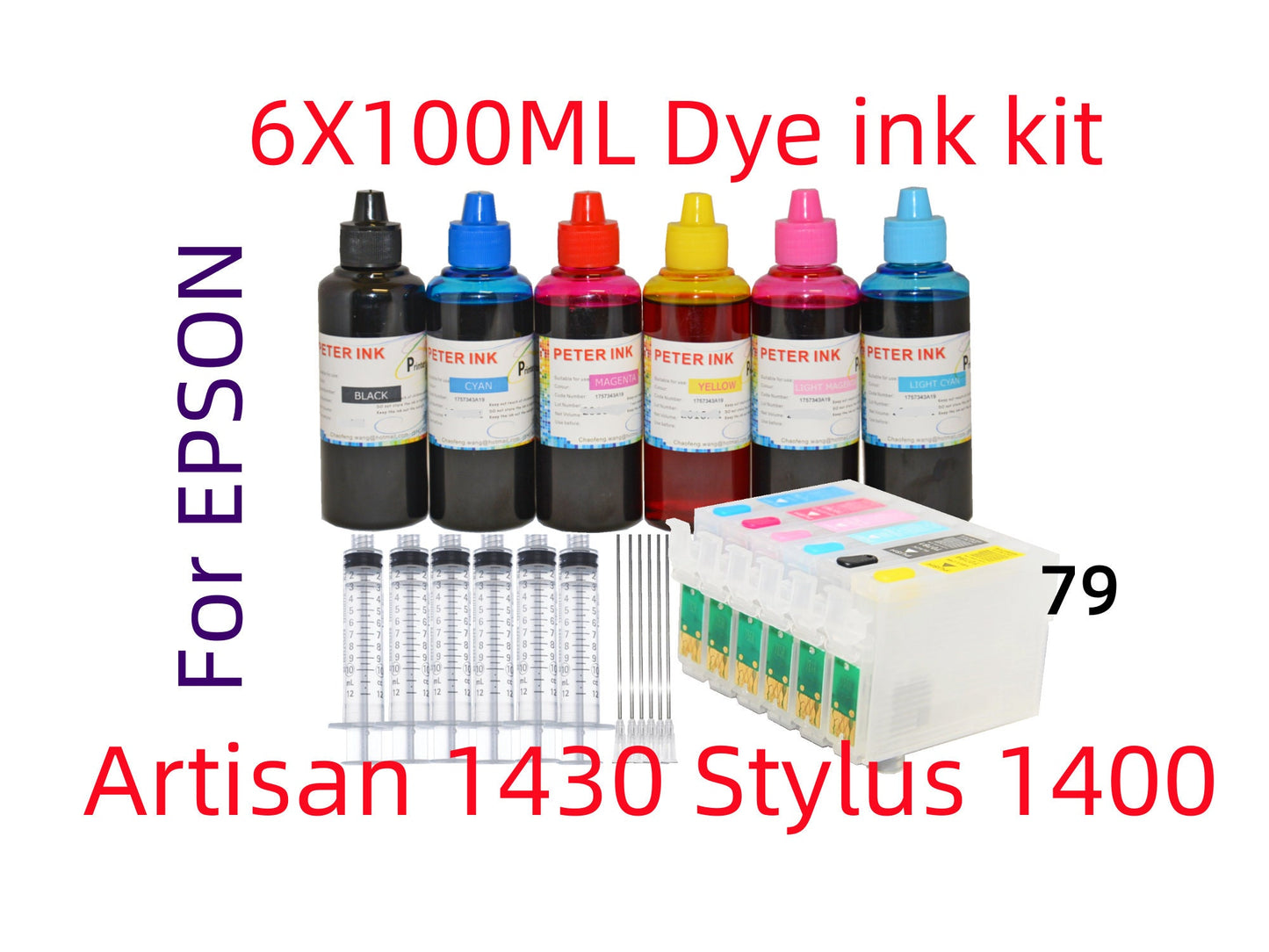 Empty, dye, sublimation, pigment ink Refillable Ink Cartridge for Stylus 1400 1390 Printer T079 79 ink cartridge