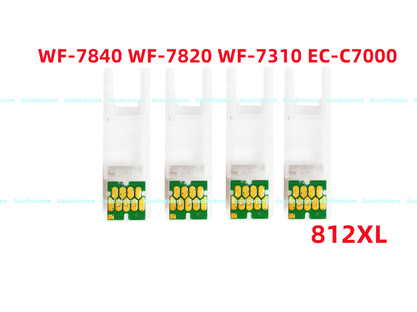 4X T812 812 XL Single Use Chip for our Refillable Ink Cartridge for Wf 7820 Wf 7840 Wf 7310 EC C7000 printer