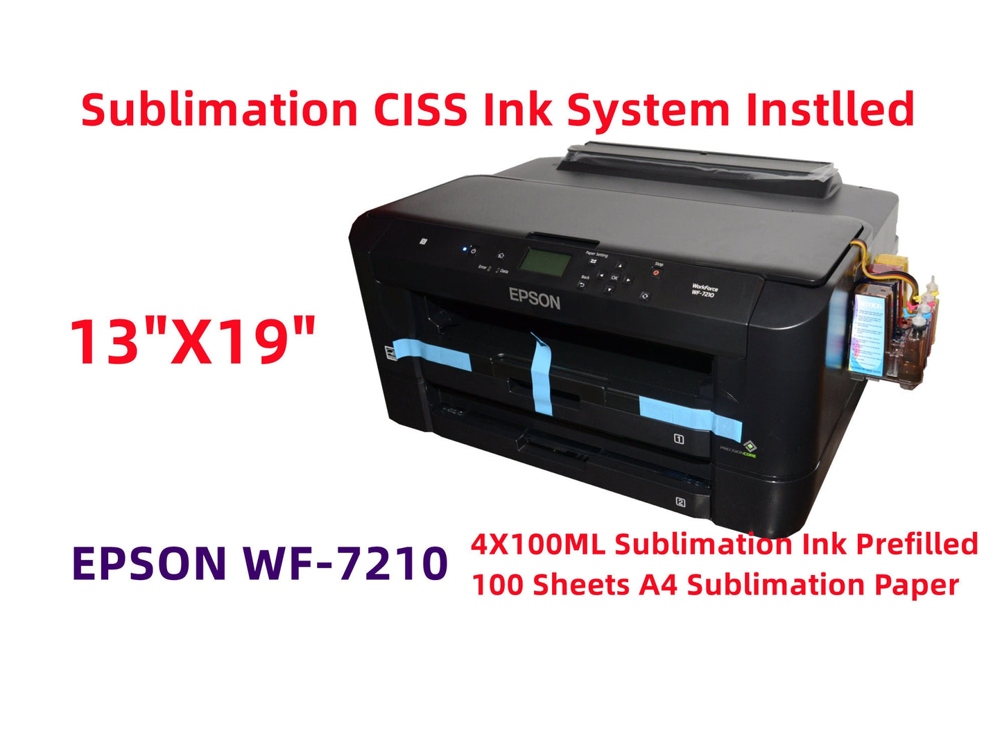 New Workforce WF-7210 Sublimation Printer Bundle 13x19 large format Wide-format with Sublimation CISS ink system and Paper