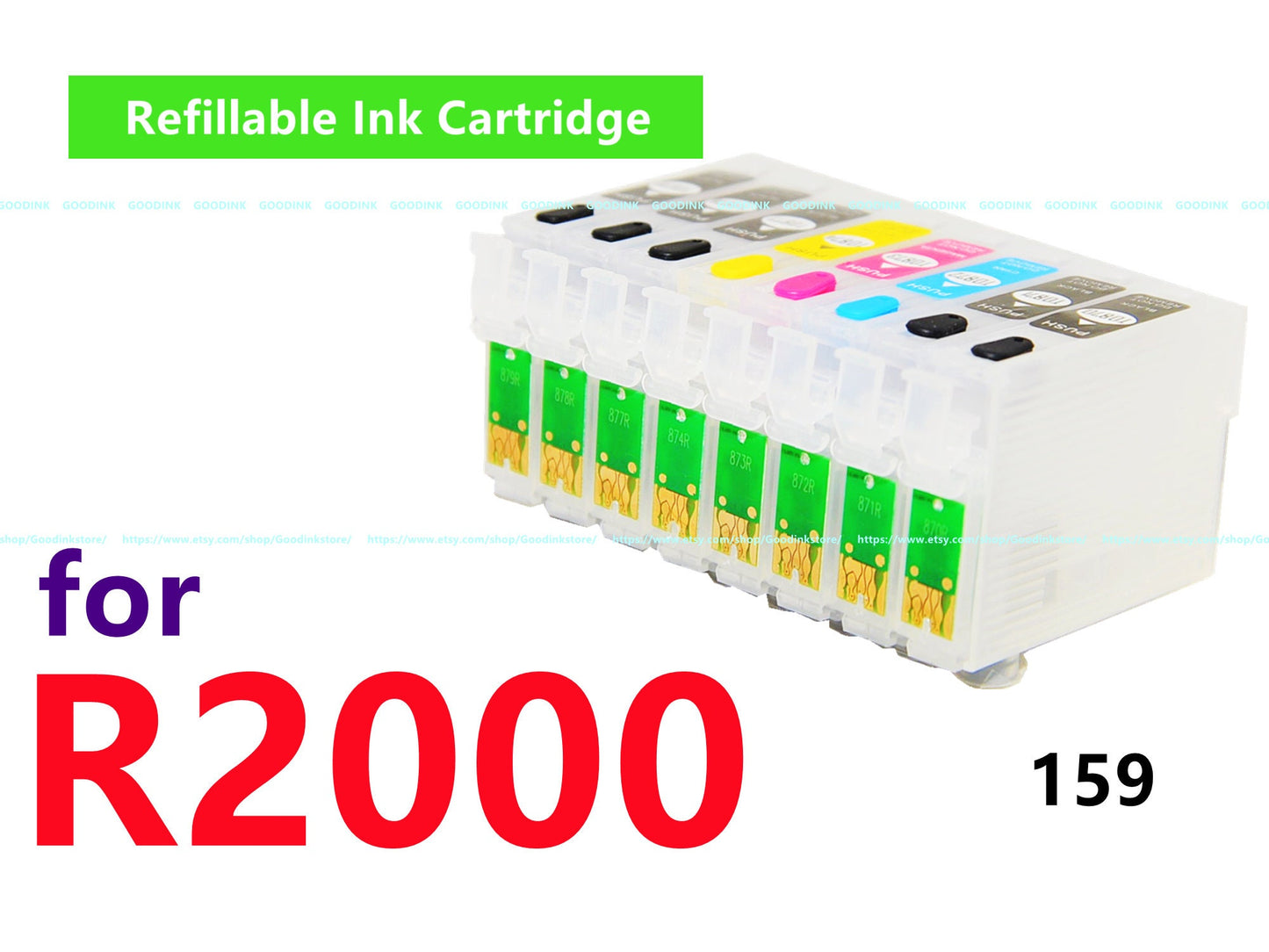 Empty Refillable Ink Cartridge kit for Stylus Photo R2000 Printer T159 159 Cartridge with ARC