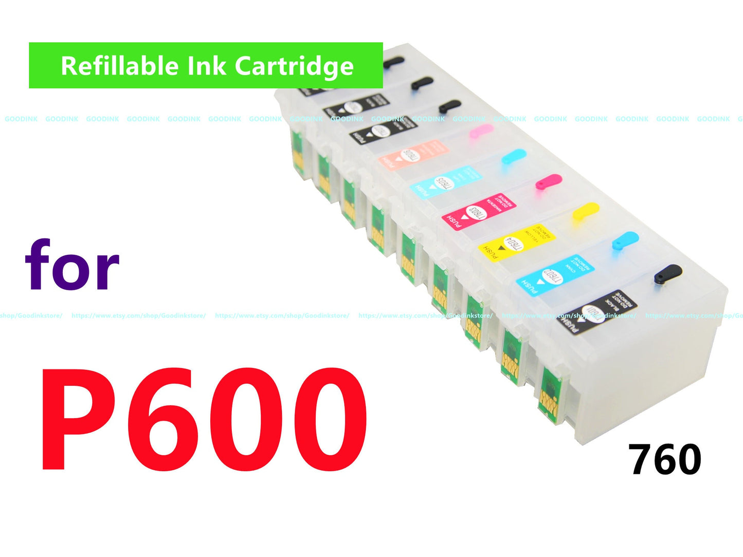 Empty Ink Cartridge kit alternative for SureColor P600 Printer T760 760 Cartridge with ARC