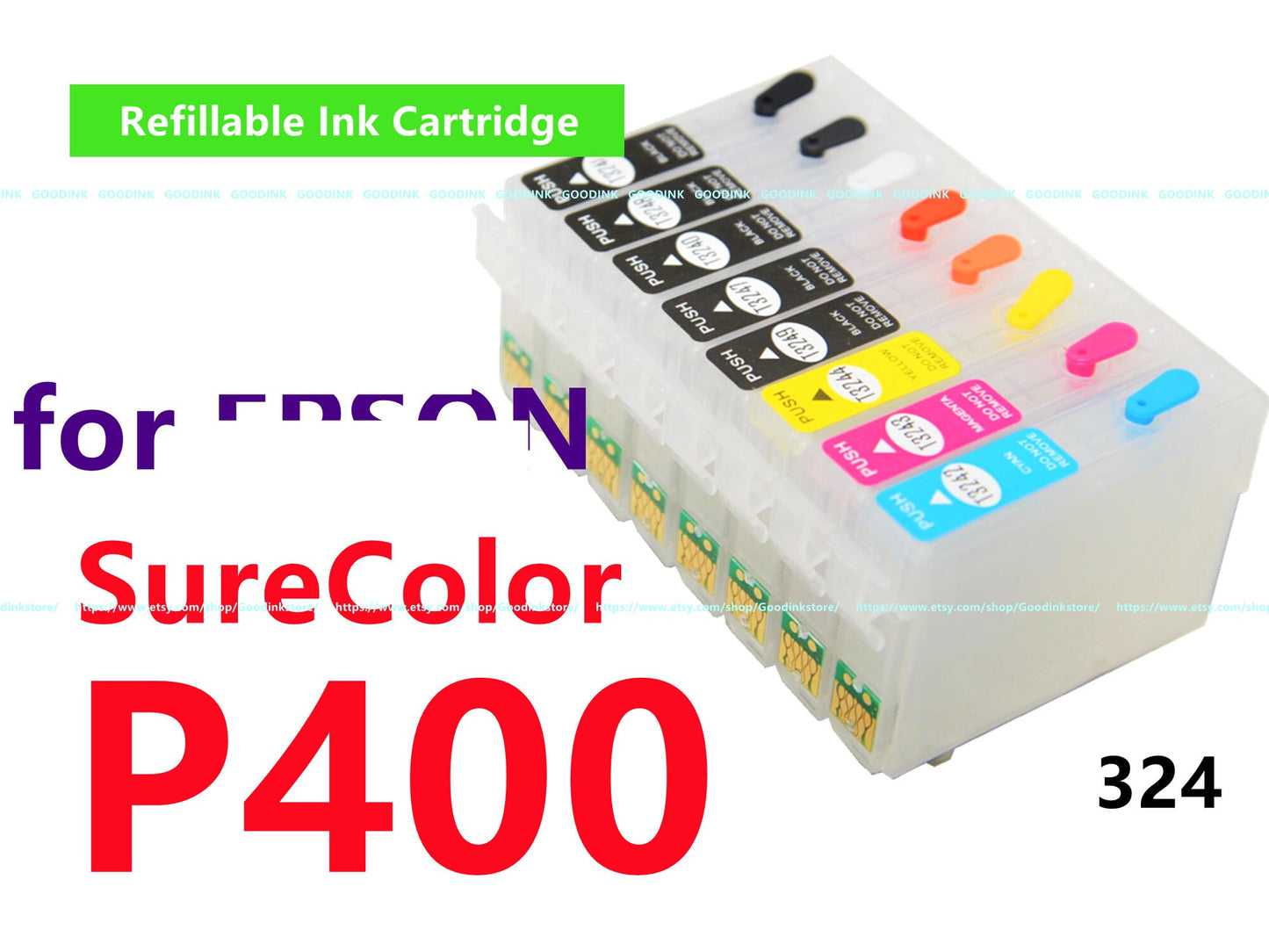 Empty Refillable Ink Cartridge kit for SureColor P400 Printer T324 324 Cartridge with ARC