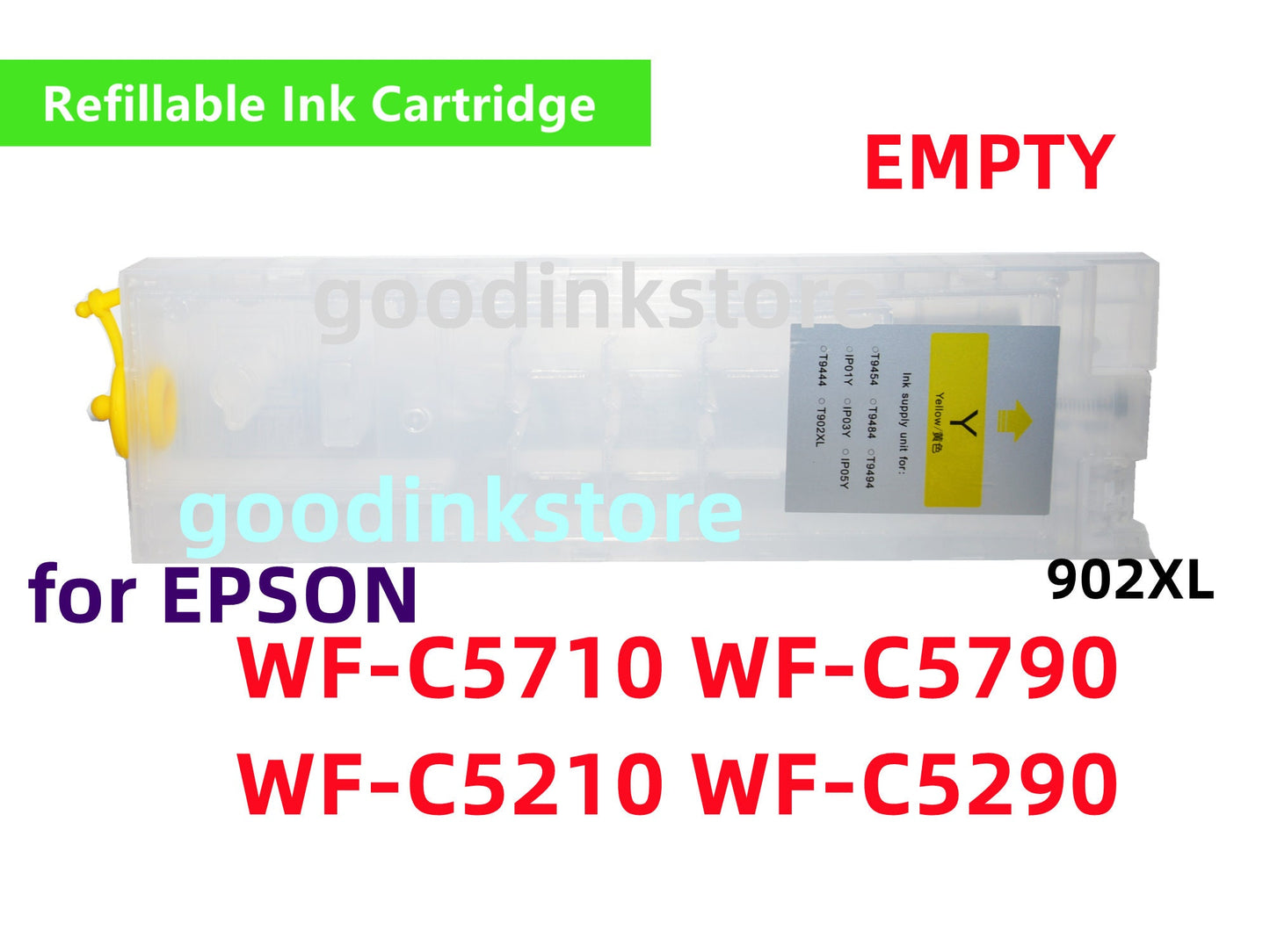 4 Empty Refillable Ink Cartridge for Workforce Pro WF-C5210 WF-C5290 Wf-C5710 Wf-C5790 Printer 902XL 902 cartridge with one time use chip