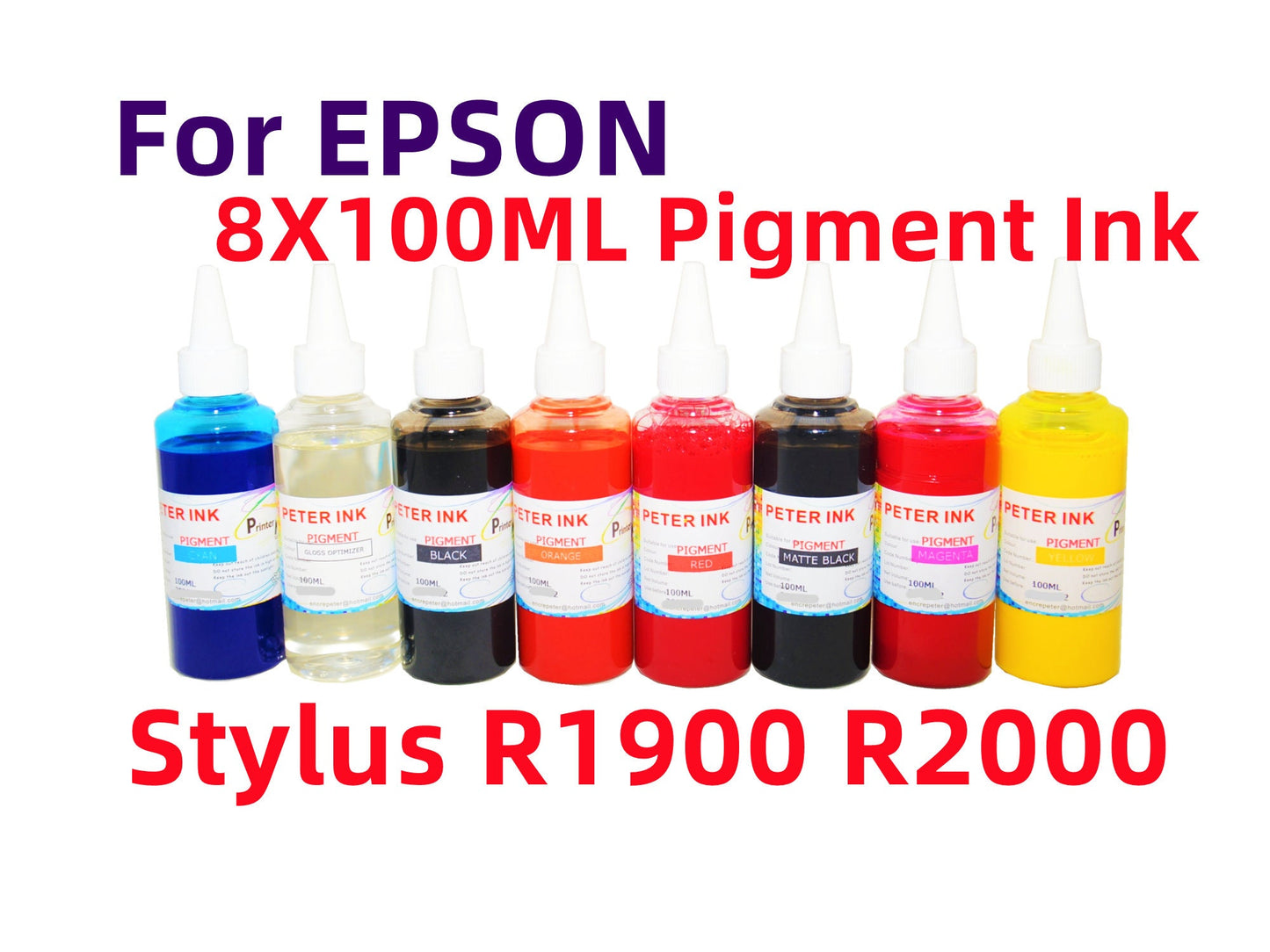 8X100ML Premium Pigment refill Ink for stylus R1900 R2000 Printer 87 159 T087 T159 cartridge