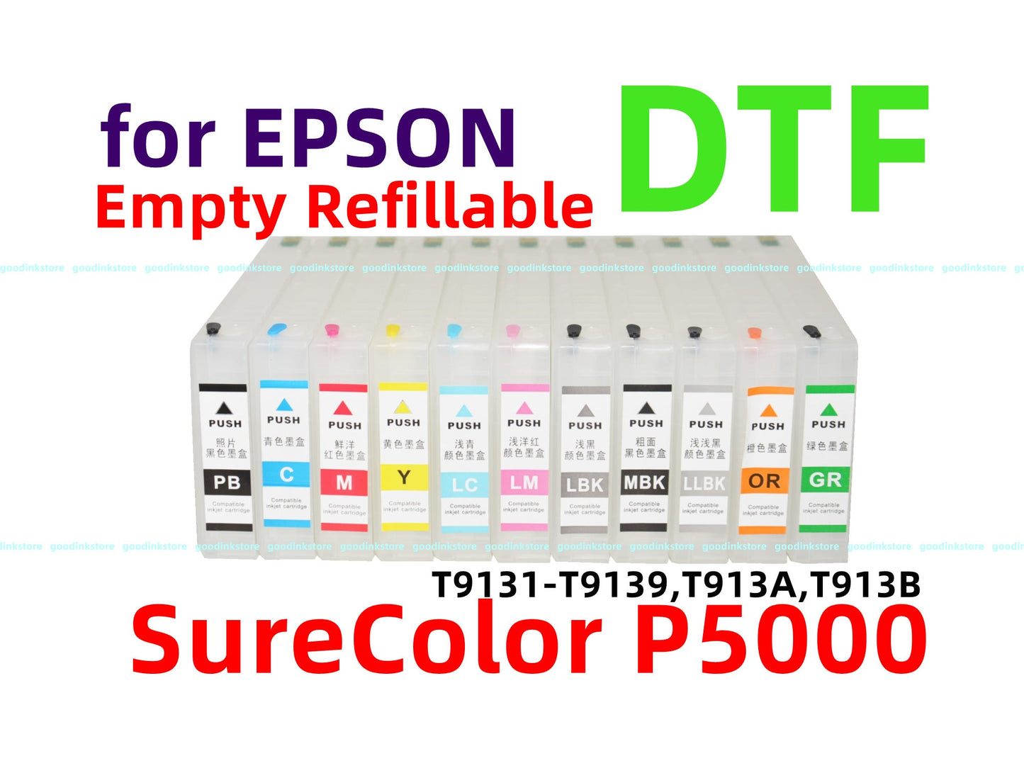 11 Empty Refillable Ink Cartridge for SureColor SC P5000 Printer T913 913 with chip for DTF Printing