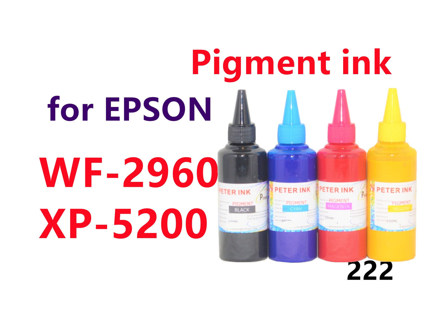 4X100ml Pigment Ink for Wf-2960 XP-5200 wf2960 xp5200 wf 2960 xp 5200 Printer T222 222 Refillable ink cartridges CISS