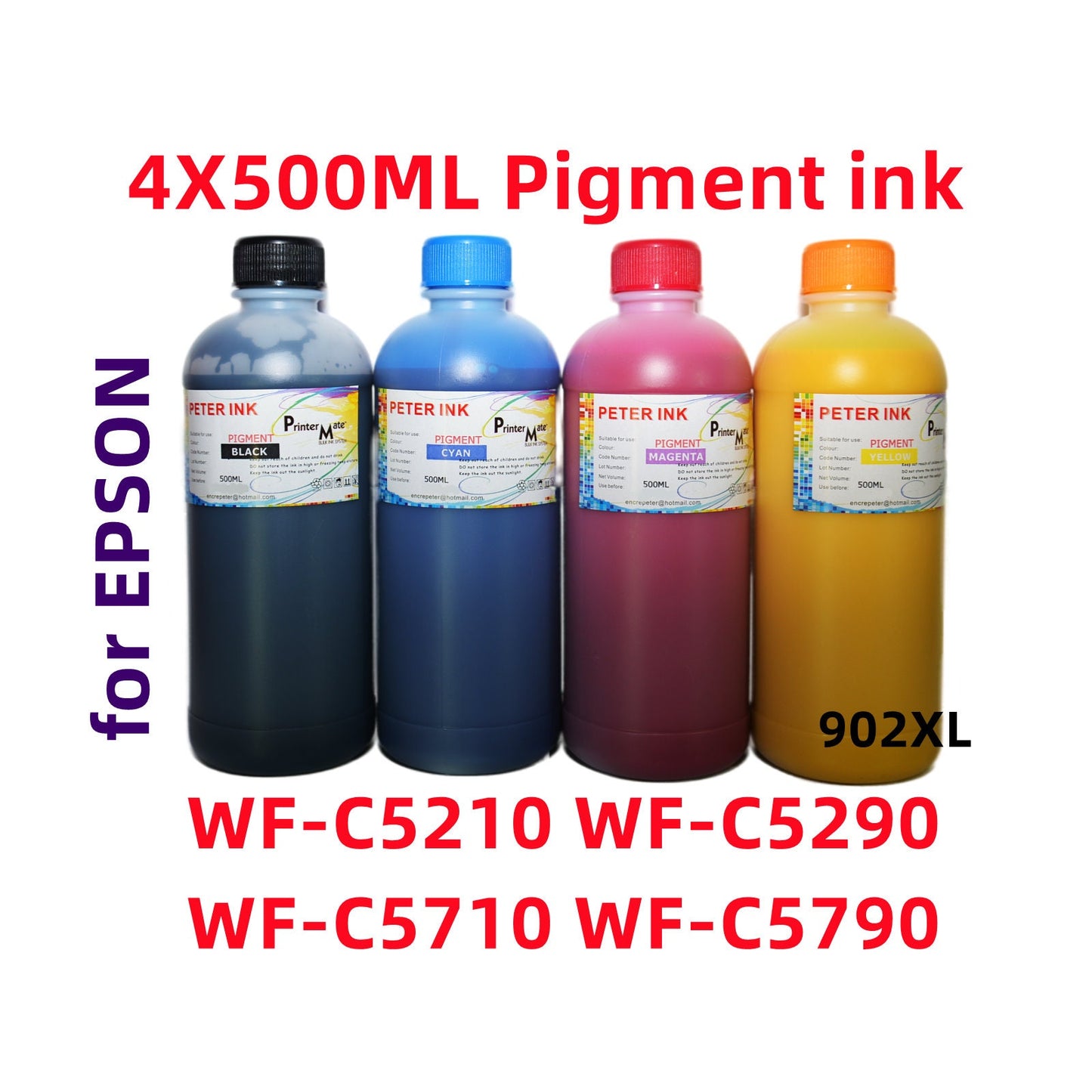 Premium pigment ink for Workforce Pro WF-C5210 WF-C5290 Wf-C5710 Wf-C5790 Printer 902XL 902 cartridge - 4X1000ML