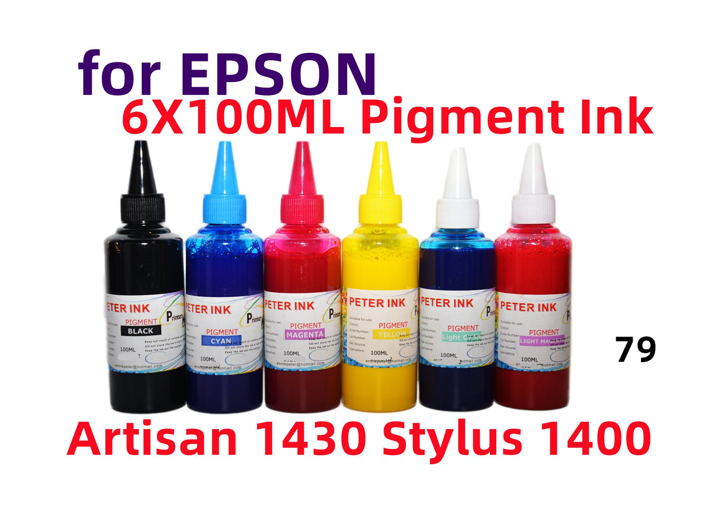 6X100ML Pigment Ink for Artisan 1430 Stylus 1400 Printer T079 79 refillable ink cartridges cis CISS