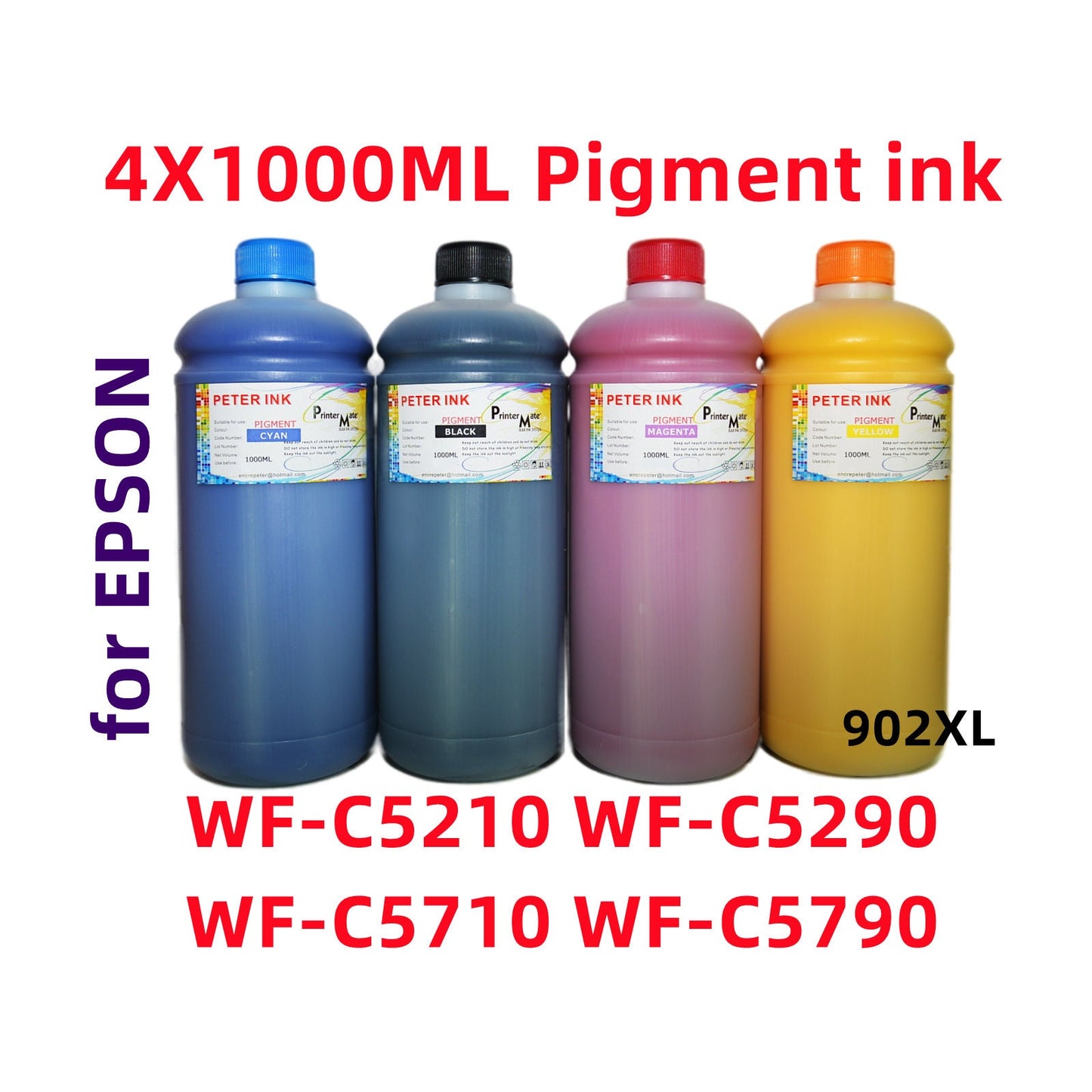 Premium pigment ink for Workforce Pro WF-C5210 WF-C5290 Wf-C5710 Wf-C5790 Printer 902XL 902 cartridge - 4X1000ML