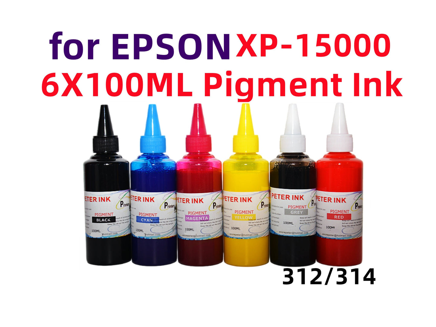 6X100ML Premium Pigment refill Ink for XP-15000 XP1500 Printer T312 T314 cartridge