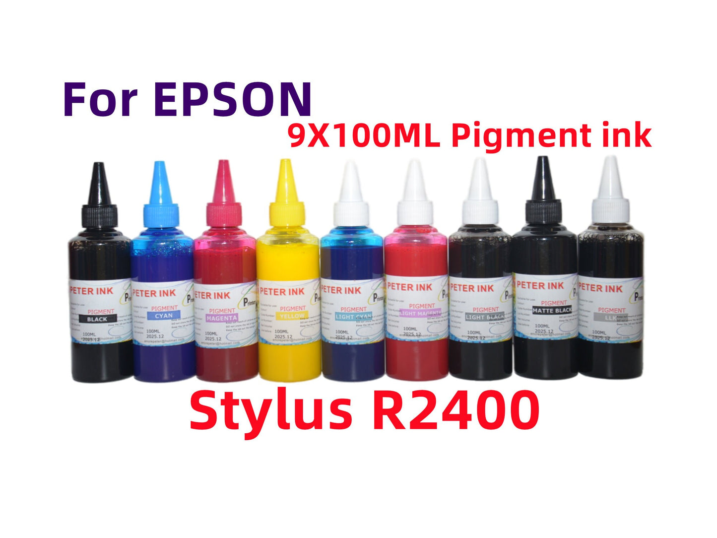 Premium Pigment refill Ink for Stylus R2400 Printer T059 59 Cartridge - 9X100ML