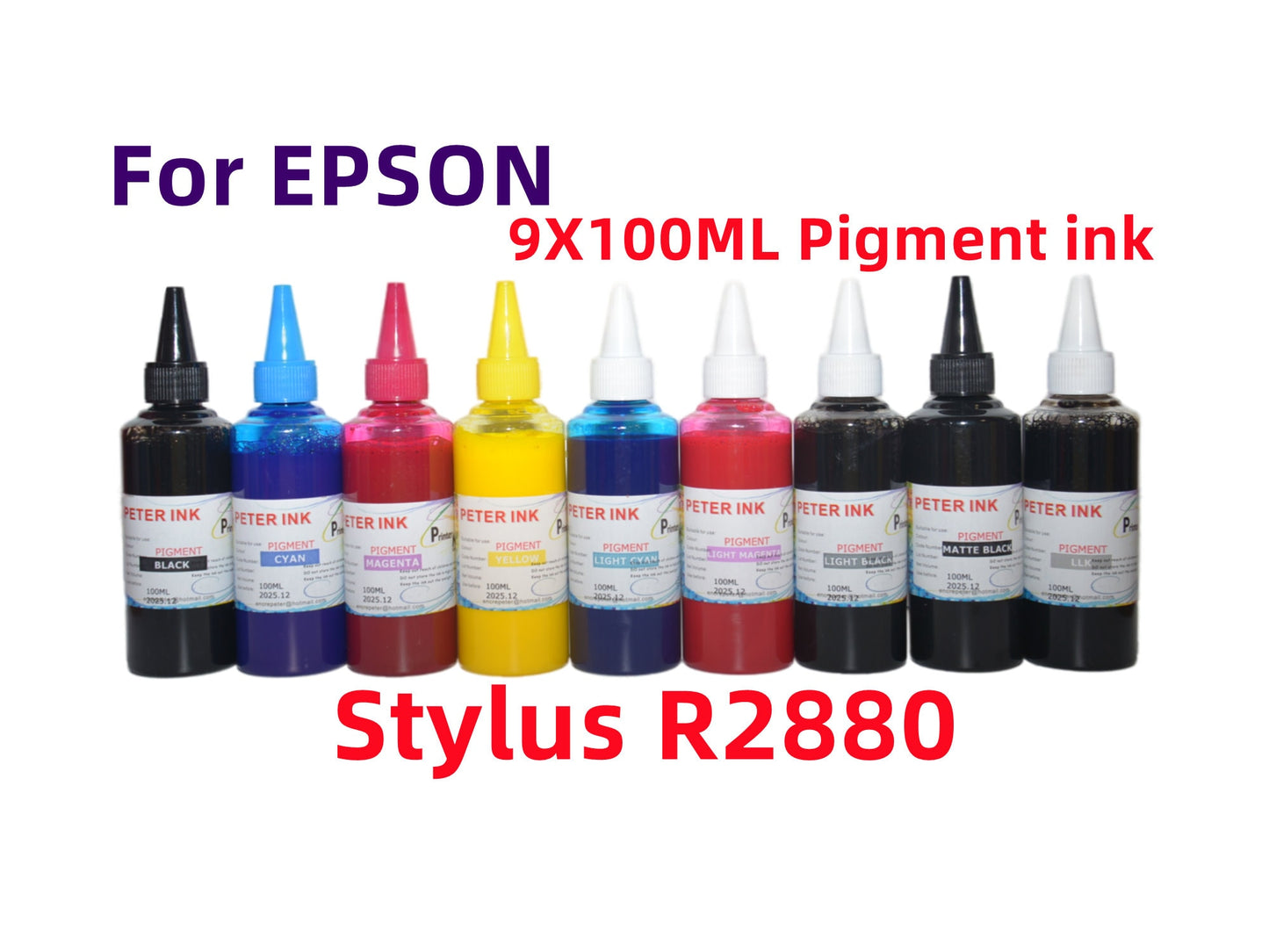 Premium Pigment refill Ink for Stylus R2880 Printer T096 96 Cartridge - 9X100ML