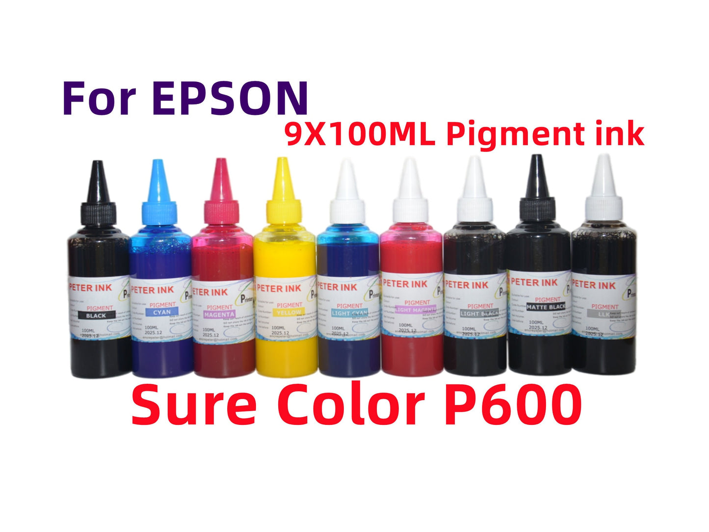 Premium Pigment refill Ink for SureColor SC P600 Printer T760 760 Cartridge - 9X100ML