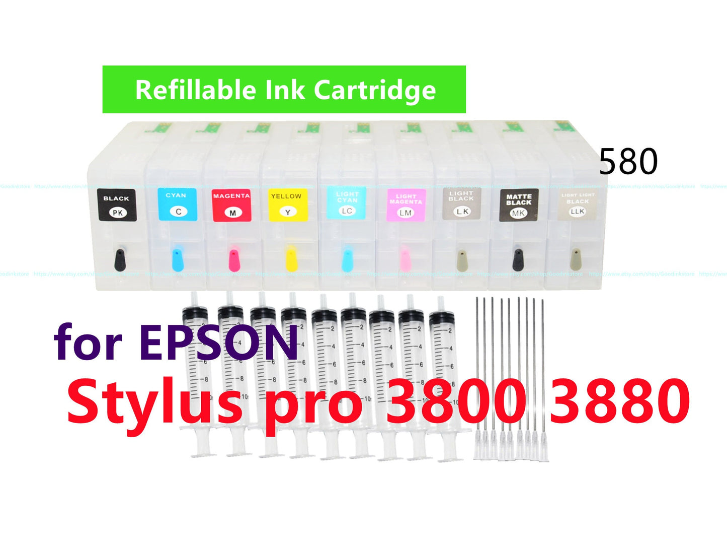 Empty Ink Cartridge kit for stylus pro 3800 3880 Printer T580 580 ink cartridge for DTF printing