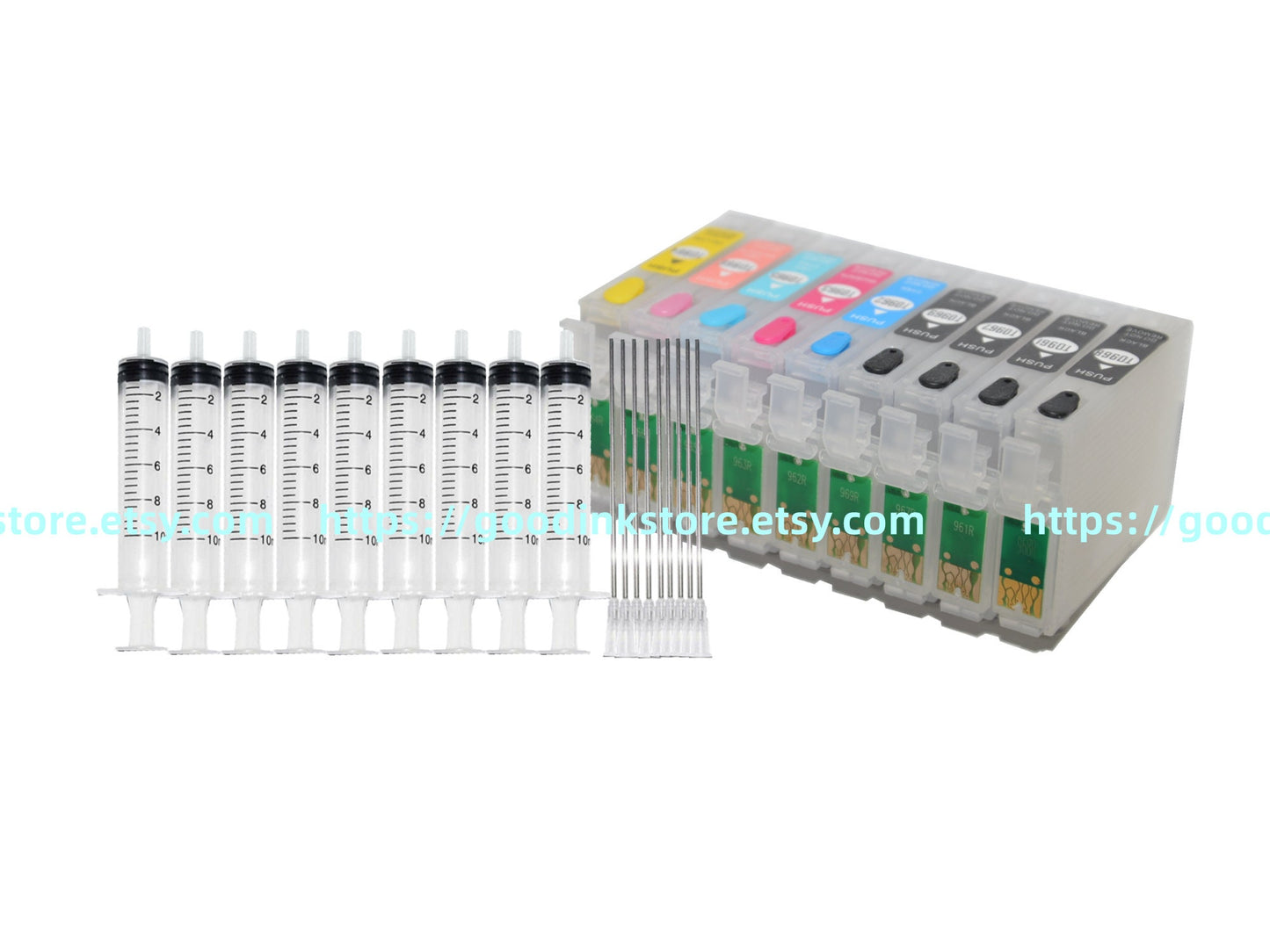 9 Empty Refillable Ink Cartridge kit for Stylus Photo R2880 Printer T096 96 for Dye Pigment Sublimation Ink