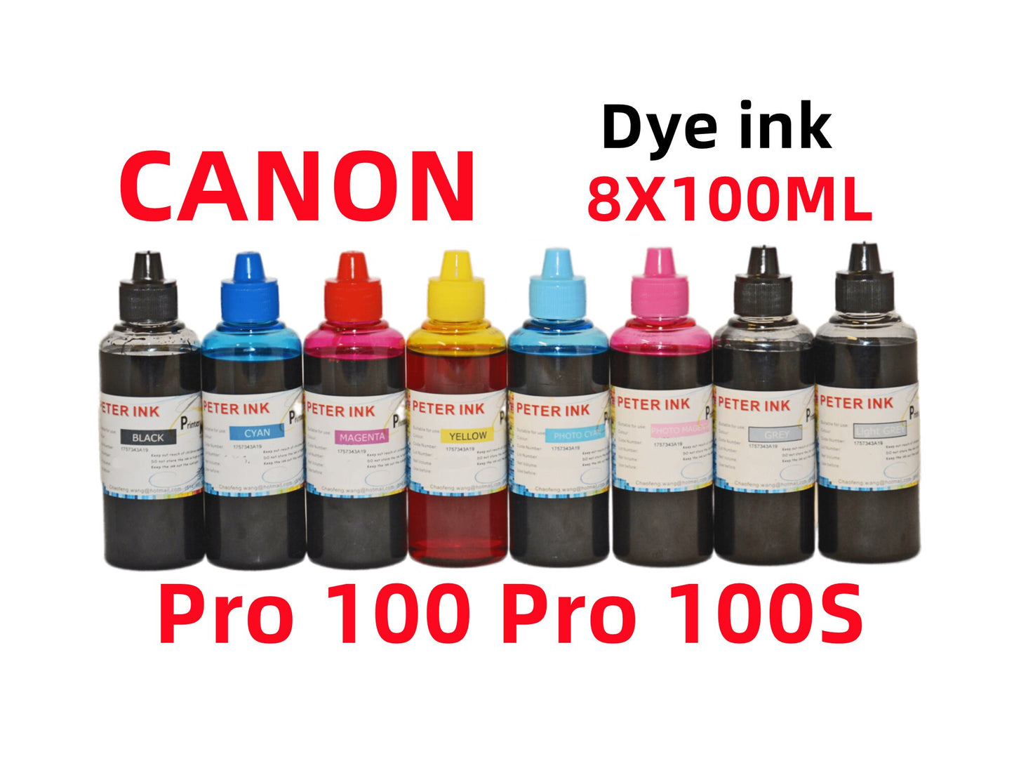 8X100ML dye ink refills for Canon PIXMA Pro-100 Pro 100 Pro 100S Printer refillable Cli-42 Cli 42 ink Cartridge, CIS, CISS