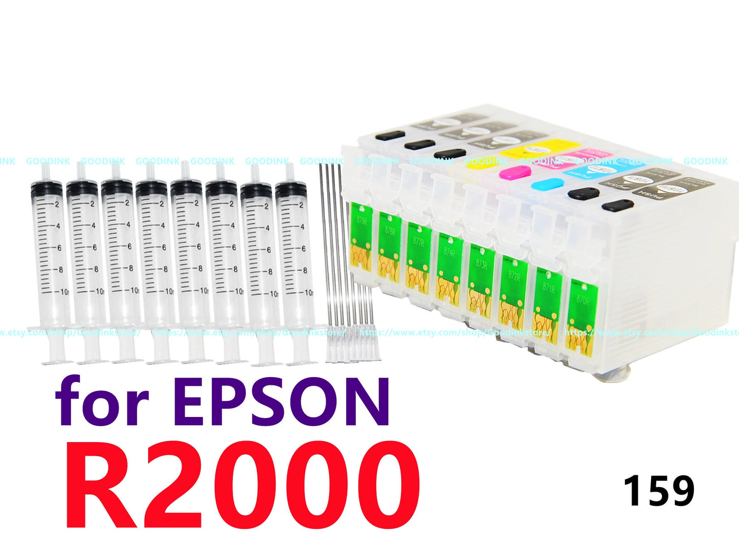 Empty Refillable Ink Cartridge kit for Stylus Photo R2000 Printer T159 159 Cartridge with ARC