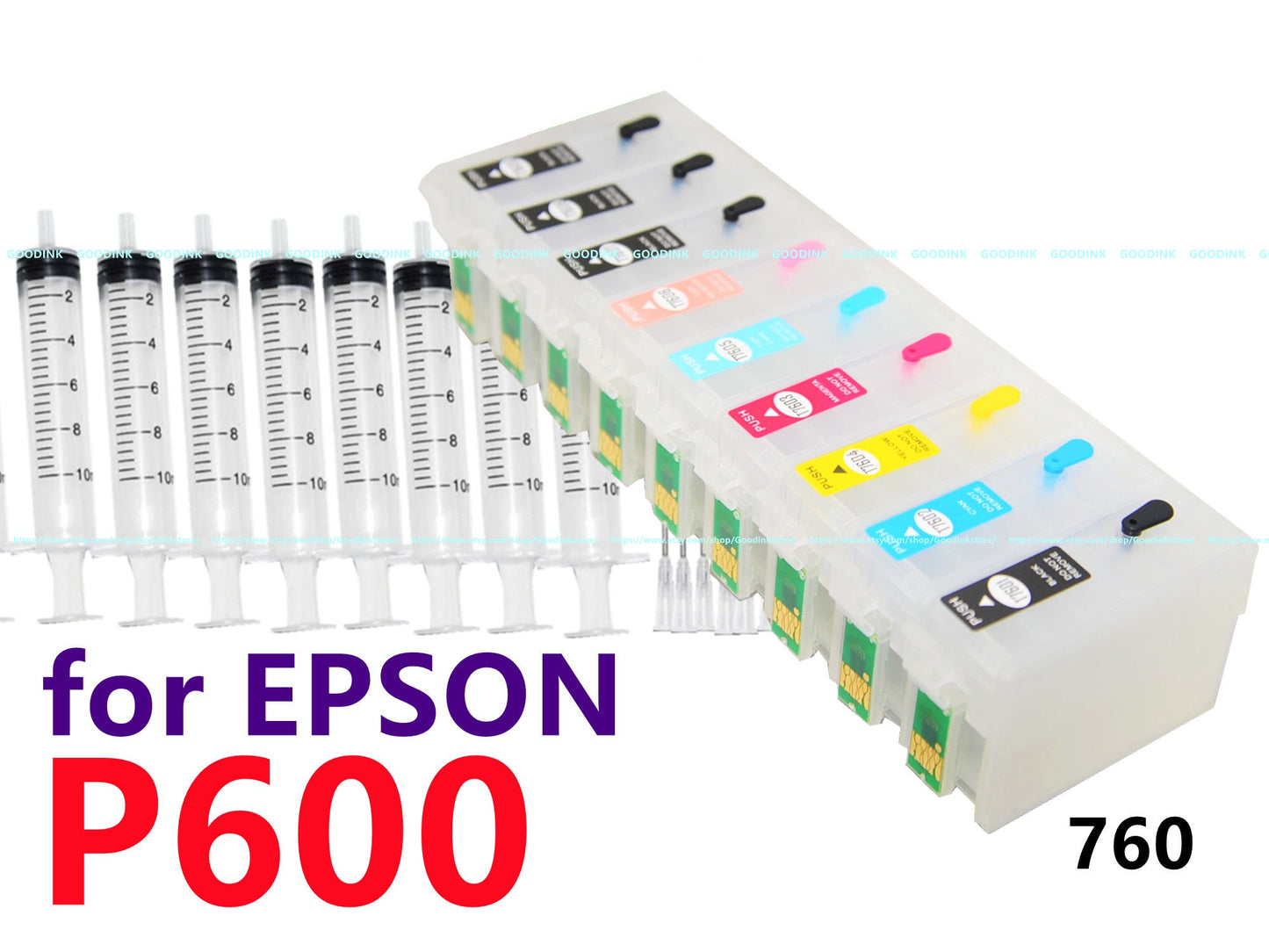 Empty Ink Cartridge kit alternative for SureColor P600 Printer T760 760 Cartridge with ARC