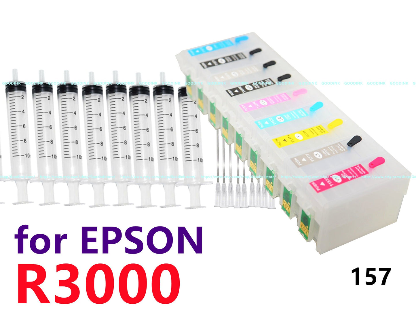 9 Empty Ink Cartridge kit for Stylus Photo R3000 Printer T157 157 Cartridge