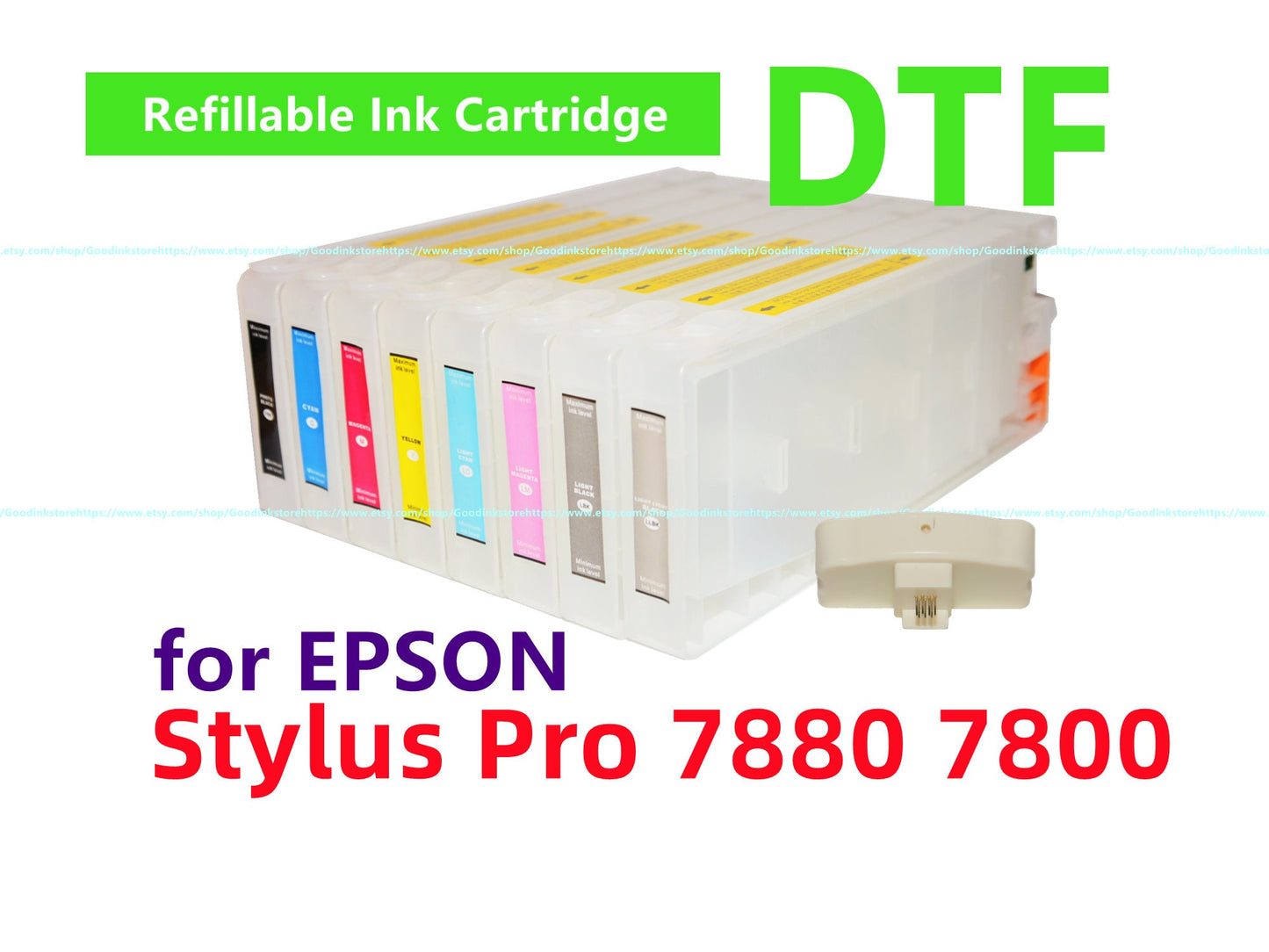 8 Empty DTF Refillable Ink Cartridge kit for Stylus Pro 7880 7800 Printer for DTF printing