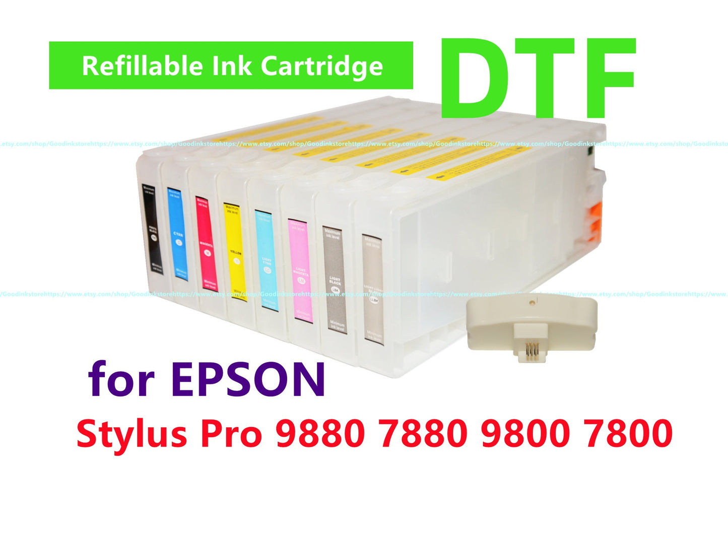 8 Empty DTF Refillable Ink Cartridge kit for Stylus Pro 9880 7880 9800 7800 Printer for DTF printing