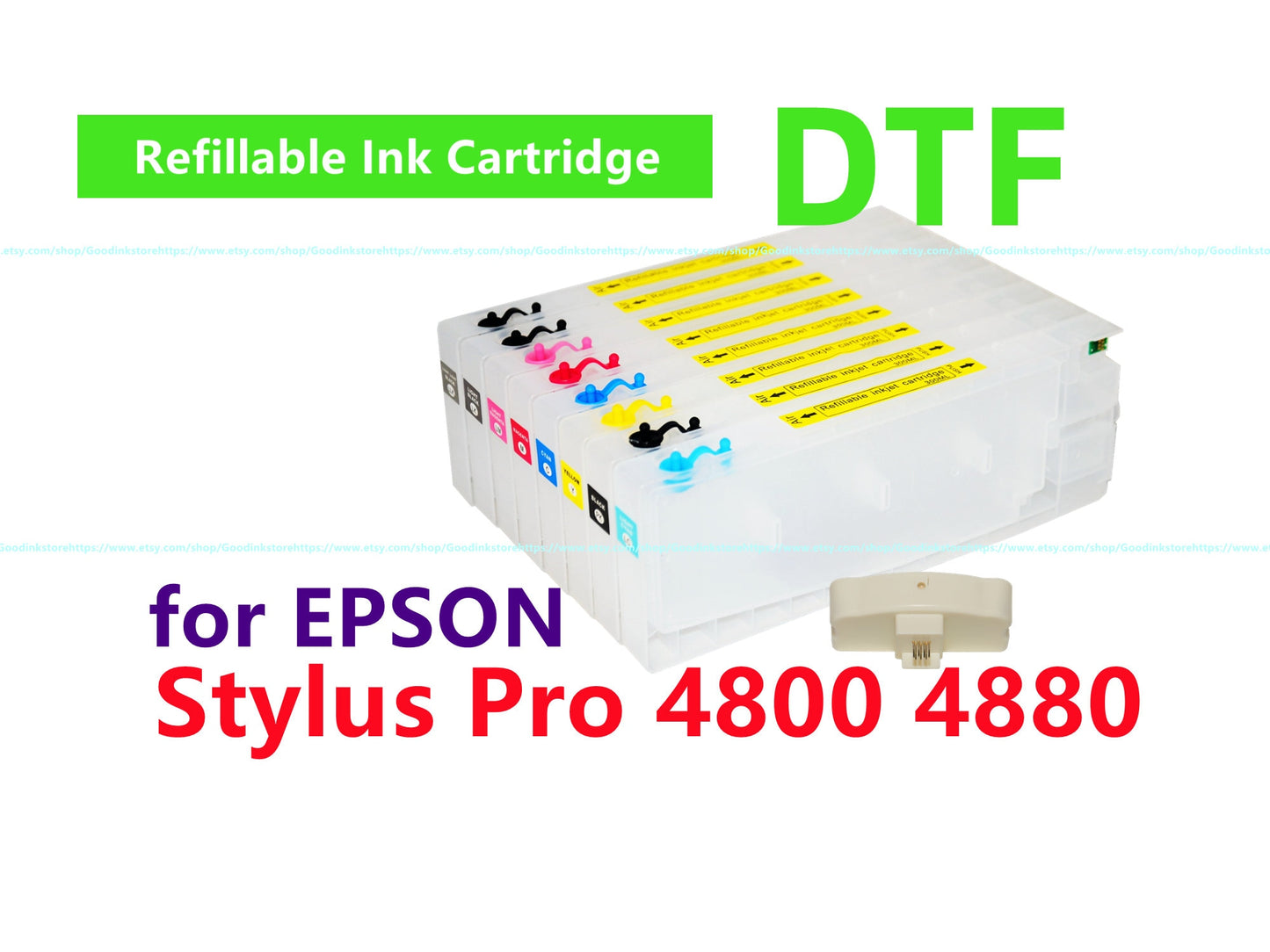 8 Empty Refillable Ink Cartridge kit for Stylus Pro 4880 4800 Printer for DTF printing