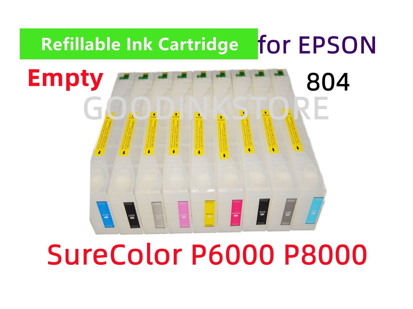 SureColor P6000 P8000 9 Refillable Ink Cartridge T804 804 T8041~T8049 - Empty with chip