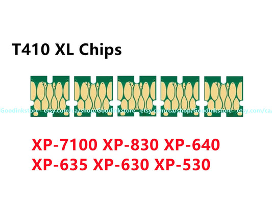 for Xp 7100 XP-7100 Xp 830 Xp 640 Xp 635 Xp 630 Xp 530 5X T410 410XL Single Use Chip for Refillable Ink Cartridge