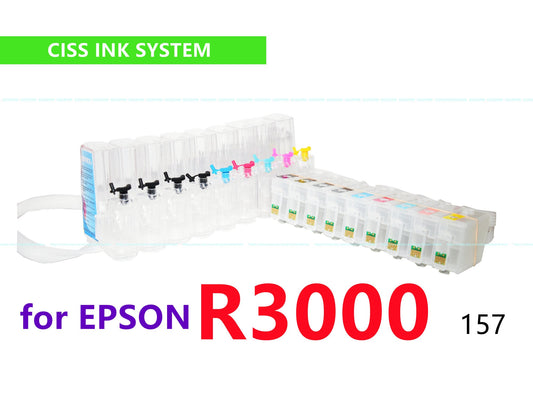 Refillable Empty cis CISS Ink System for Stylus Photo R3000 Printer T157 157 with ARC for dye, pigment, sublimation ink