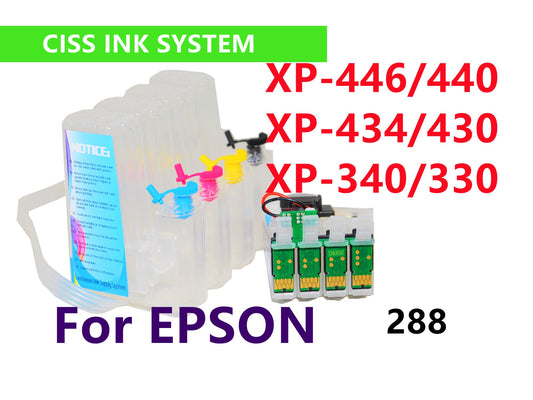 Empty, Dye, Sublimation, Pigment Refillable CIS CISS Ink System for Xp 446 Xp 440 Xp 434 Xp 430 Xp 340 Xp 330 Printer T288 288 cartridge