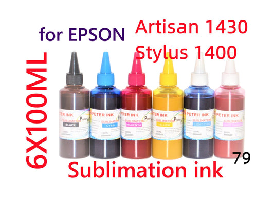 6X100ML Premium Sublimation refill Ink for artisan 1430 stylus 1400 Printer 79 cartridge