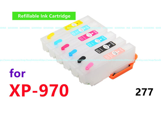 Empty, Dye, Sublimation, Pigment Refillable Ink Cartridge for Expression Photo XP-970 Xp 970 Xp970 T277 277 ink cartridge