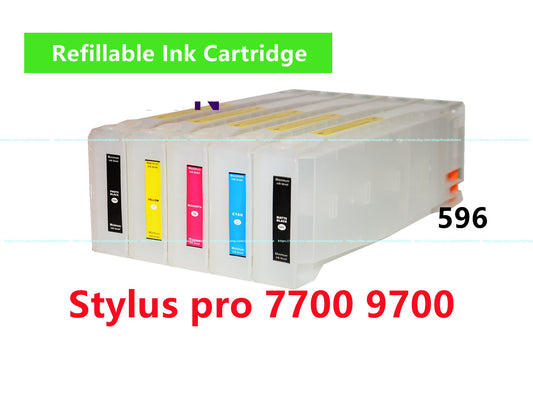 5 Empty Refillable Ink Cartridge kit T596 596 for use in Stylus Pro 7700 9700 Printer