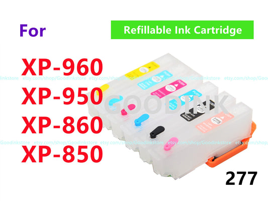 Empty, Dye, Sublimation, Pigment Refillable Ink Cartridge for Expression Photo XP-960 XP-860 XP-950 Xp-850 T277 277 ink cartridge