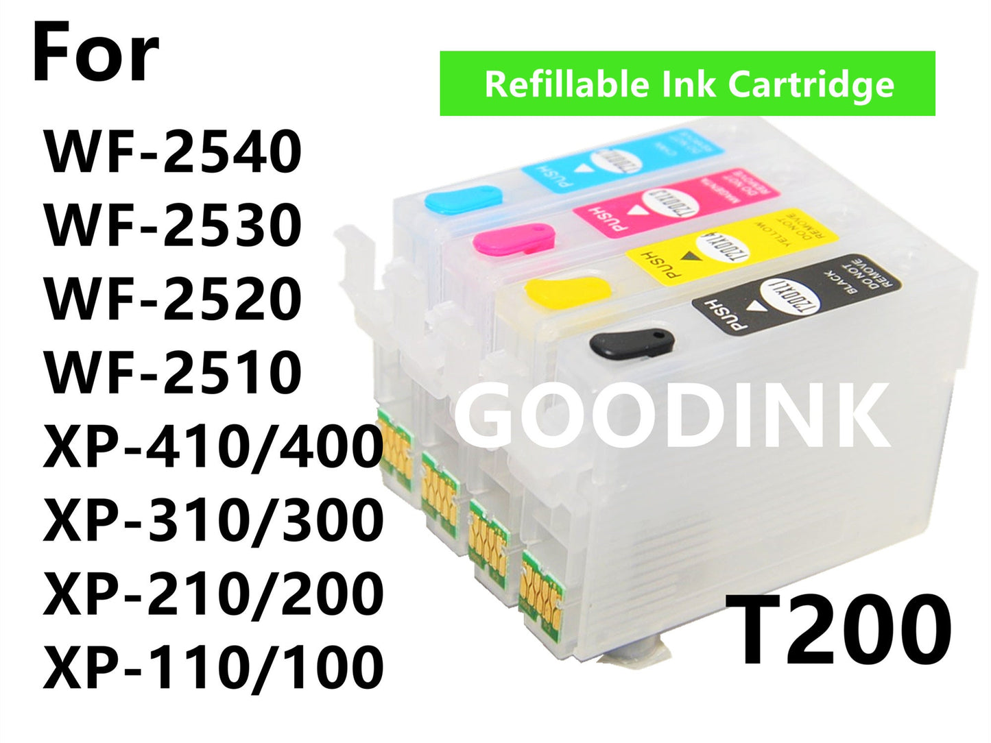 Refillable Ink Cartridge kit for workforce wf-2540 wf-2530 wf-2520 wf-2510 Expression xp-410 xp-400 xp-310 xp-300 xp-210 printer T200 200xl